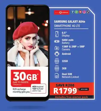 Checkers SAMSUNG GALAXY A04e SMARTPHONE 4G LTE offer
