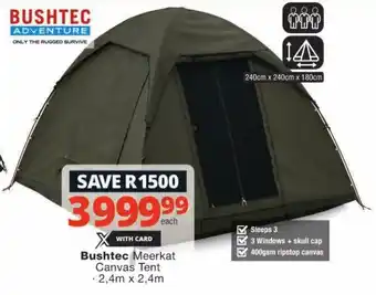 Checkers Bushtec Meerkat Canvas Tent offer