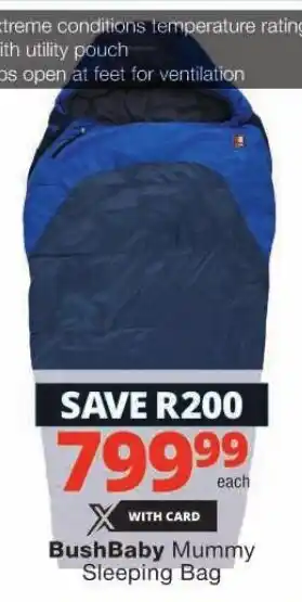 Checkers BushBaby Mummy Sleeping Bag offer