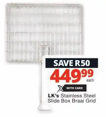 Checkers LK's Stainless Steel Slide Box Braai Grid offer