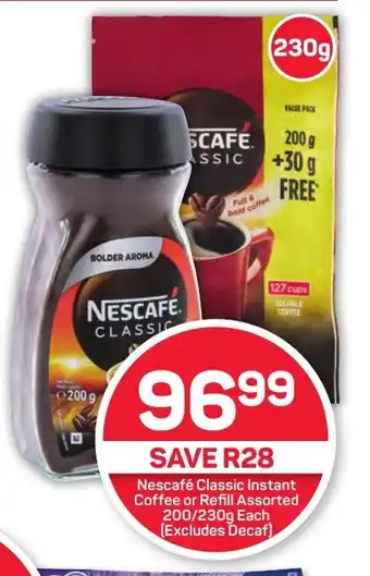 Pick n Pay Hypermarket Nescafé Classic Instant Coffee or Refill Assorted 200/230g Each offer