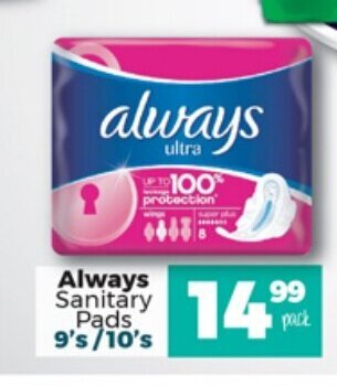 Take 'n Pay Always Sanitary Pads 9's/10's offer