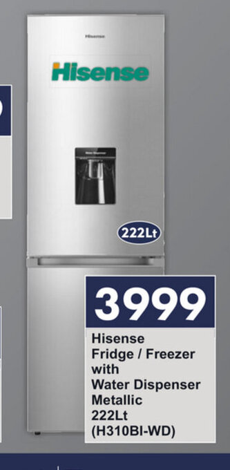 President Hyper HIsense - Fridge / Freezer with Water Dispenser Metallic 222lt offer