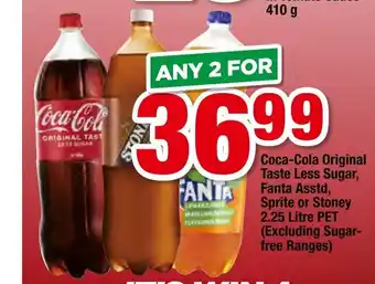 OK Foods Coca-Cola Original Taste Less Sugar, Fanta Asstd, Sprite or Stoney 2.25Lt  Pet offer