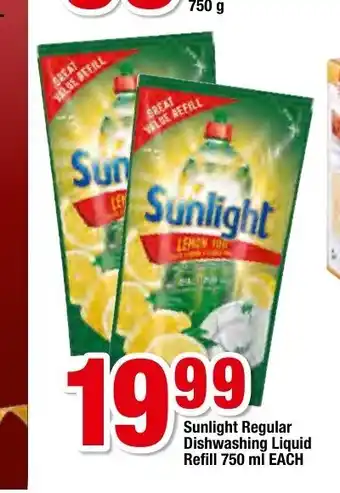 OK Foods Sunlight Regular Dishwashing Liquid Refill 750ml each offer