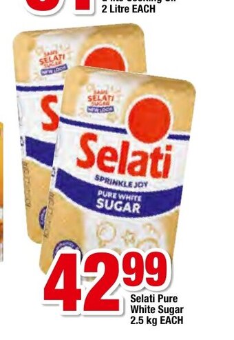 OK Foods Selati Pure White Sugar 2.5kg each offer