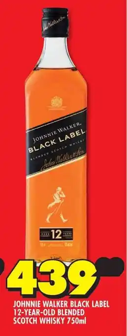 Shoprite JOHNNIE WALKER BLACK LABEL 12-YEAR-OLD BLENDED SCOTCH WHISKY 750ml offer