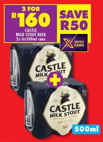 Shoprite CASTLE MILK STOUT BEER 2x 6x500ml cans offer