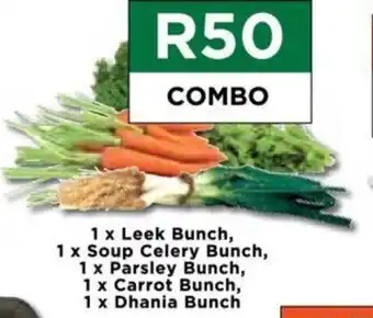 Food Lover's Market 1 x Leek Bunch, 1 x Soup Celery Bunch, 1 x Parsley Bunch, 1 x Carrot Bunch, 1 x Dhania Bunch offer