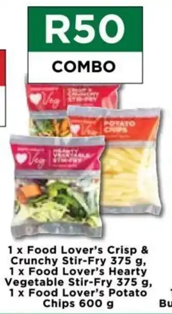 Food Lover's Market 1 x Food Lover's Crisp & Crunchy Stir-Fry, 1 x Food Lover's Hearty Vegetable Stir-Fry, 1 x Food Lover's Potato Chips 600g offer