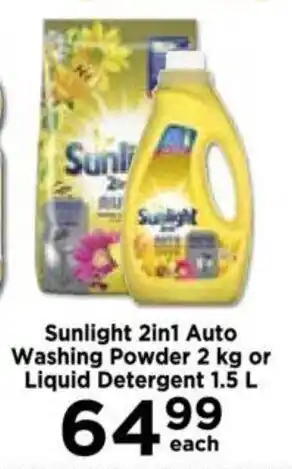 Food Lover's Market Sunlight 2in1 Auto Washing Powder 2 kg or Liquid Detergent 1.5L offer