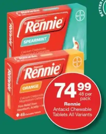 Checkers Hyper Rennie Antacid Chewable Tablets All Variants offer