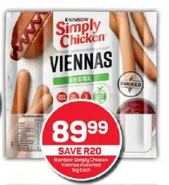 Pick n Pay Rainbow Simply Chicken Viennas Assorted 1kg Each offer