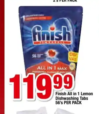 OK Foods Finish All in 1 Lemon Dishwashing Tabs 56's per pack offer