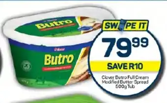 Pick n Pay Clover Butro Full Cream Modified Butter Spread 500g Tub offer