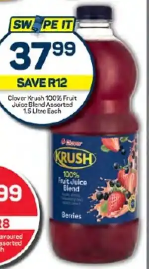 Pick n Pay Clover Krush 100% Fruit Juice Blend Assorted 1.5 Litre Each offer