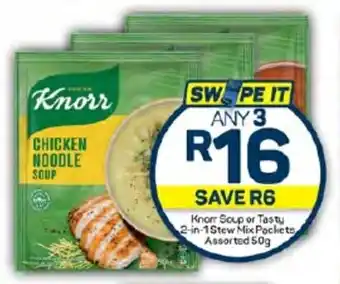 Pick n Pay Knorr Soup or Tasty 2-in-1 Stew Mix Pockets Assorted 50g offer