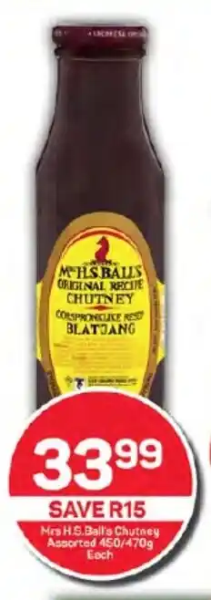 Pick n Pay Mrs H.S.Ball's Chutney Assorted 450/470g Each offer