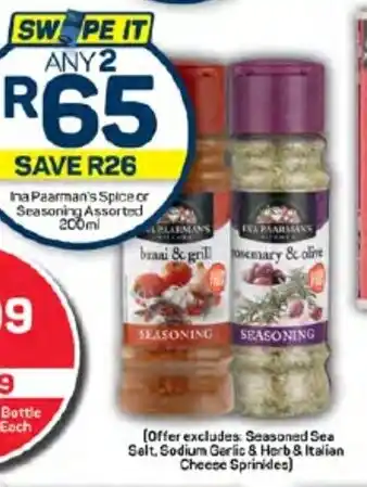 Pick n Pay Ina Paarman's Spice or Seasoning Assorted 200ml offer