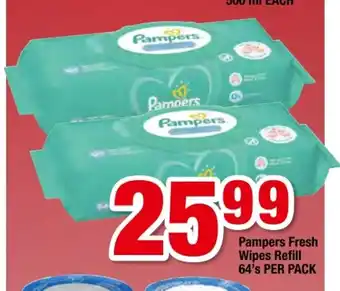 Pampers Fresh Wipes Refill 64's per pack
