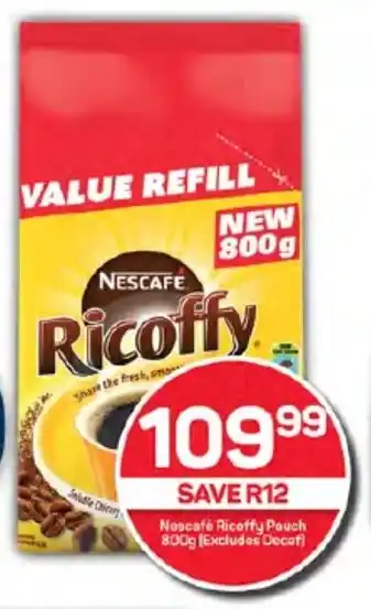 Pick n Pay Nescafé Ricoffy Pouch 800g (Excludes Decaf) offer