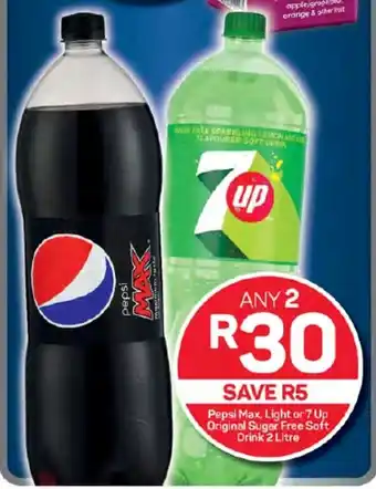 Pick n Pay Pepsi Max, Light or 7 Up Original Sugar Free Soft Drink 2 Litre offer