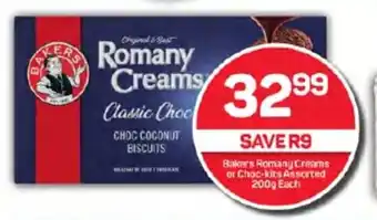 Pick n Pay Bakers Romany Creams or Choc-kits Assorted 200g Each offer