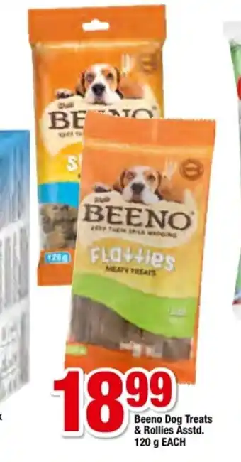 OK Foods Beeno Dog Treats & Rollies Asstd 120g each offer