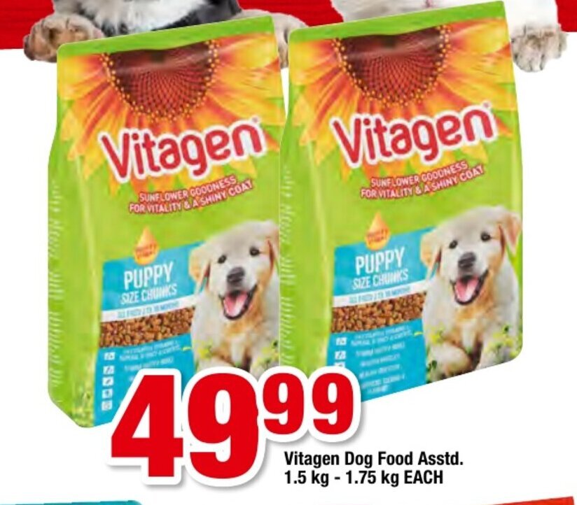 Vitagen Dog Food Asstd 1.5kg 1.75kg each offer at OK Foods