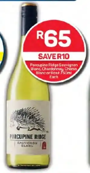 Pick n Pay Porcupine Ridge Sauvignon Blanc, Chardonnay Chenin Blanc or Rose 750ml Each offer