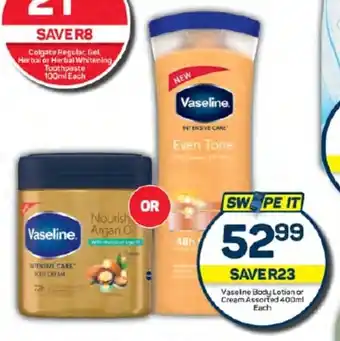 Pick n Pay Vaseline Body Lotion or Cream Assorted 400ml Each offer