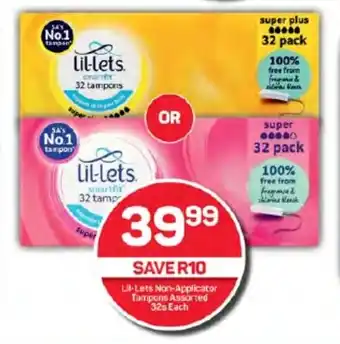 Lil-Lets Non-Applicator Tampons Assorted 32s Each