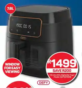 Pick n Pay DEFY 7.6 Litre XXL Digital Air Fryer offer