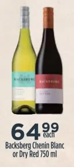 Diamond Discount Liquor Backsberg Chenin Blanc or Dry Red 750ml offer