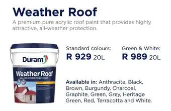 Builders Warehouse Weather Roof Standard colours 20L offer