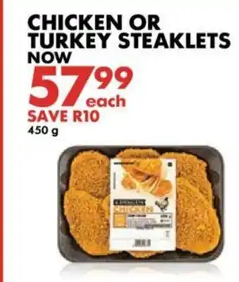 Woolworths Chicken or Turkey Steaklets offer