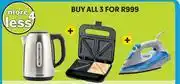 Makro Kenwood 1.7L Stainless Steel Kettle + Kenwood Sandwich Maker + Kenwood steam Iron-All For 3 offer