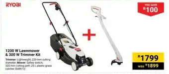 Builders Warehouse 1200 W Lawnmower & 300 W Trimmer Kit offer