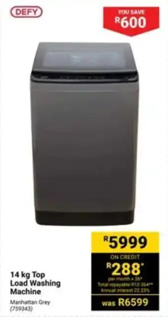 Builders Warehouse DEFY 14 kg Top Load Washing Machine offer