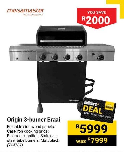 Origin 3burner Braai offer at Builders Warehouse