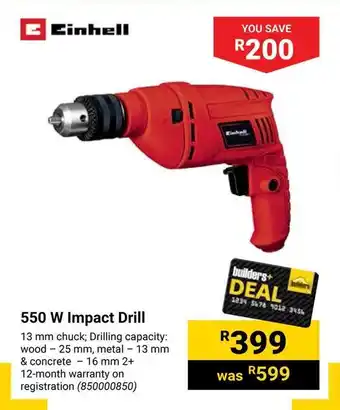 Builders Warehouse 550 W Impact Drill offer