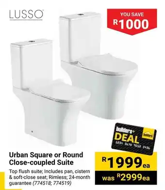 Builders Warehouse Urban Square or Round Close-coupled Suite offer