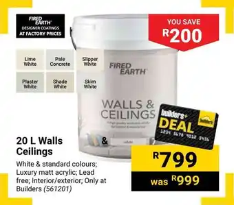 Builders Warehouse 20 L Walls Ceilings offer