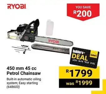 Builders Warehouse 450 mm 45 cc Petrol Chainsaw offer