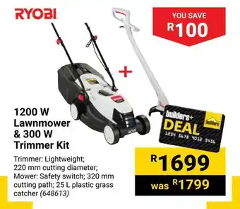 Builders Warehouse 1200 W Lawnmower & 300 W Trimmer Kit offer