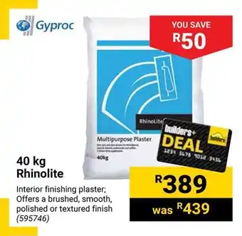 Builders Warehouse Gyproc 40 kg Rhinolite offer