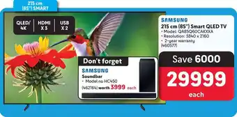 Makro SAMSUNG 215 cm (85") Smart QLED TV offer