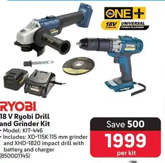 Makro 18 V Ryobi Drill and Grinder Kit offer