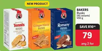 Makro BAKERS Rusks (All variants) 450g offer