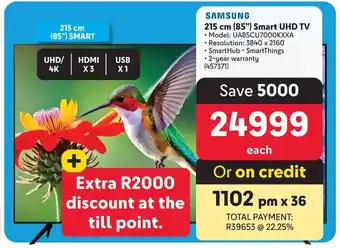 Makro SAMSUNG 215 cm (85") Smart UHD TV offer